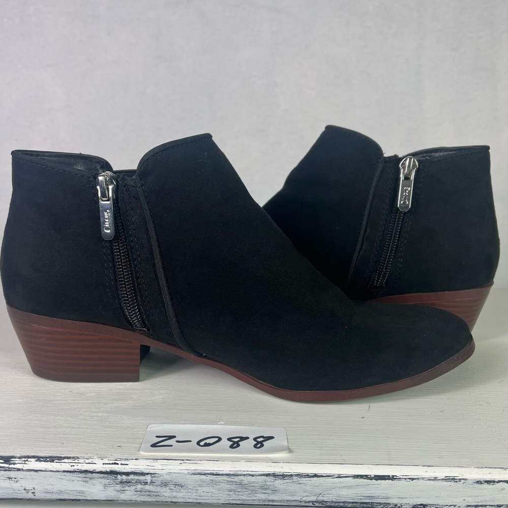 Circus,Sam Edelman Porter Suede Ankle Boot Booties, Black, Women's S:9m Side Zip